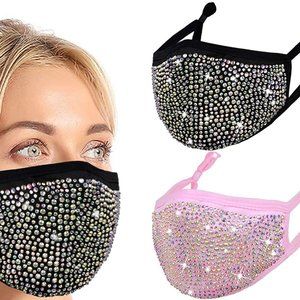 PINK SWARSKI RHINSTONE FASHION MASK